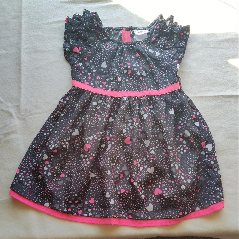 18 Month Black Ruffled Shoulder Dress with Hearts by Circo